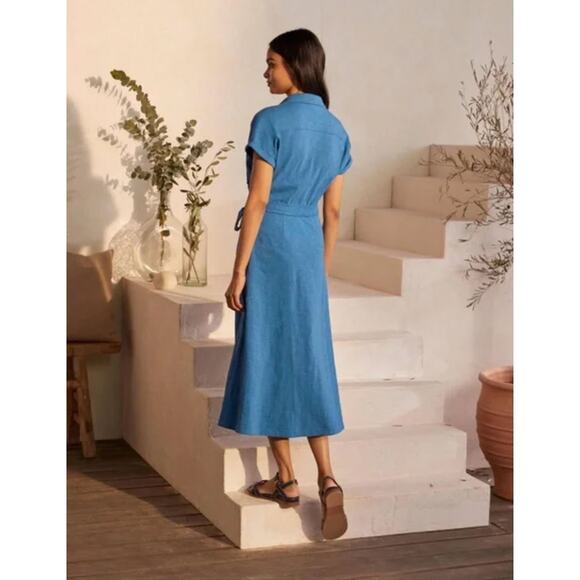 Boden Thomasina Jersey Midi Shirt Dress 6R 100% Cotton Collared Preppy Cottage - Picture 2 of 13
